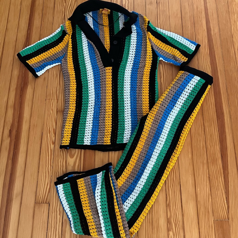 Sold Out Simon Miller x Mango Openwork polo and pant set